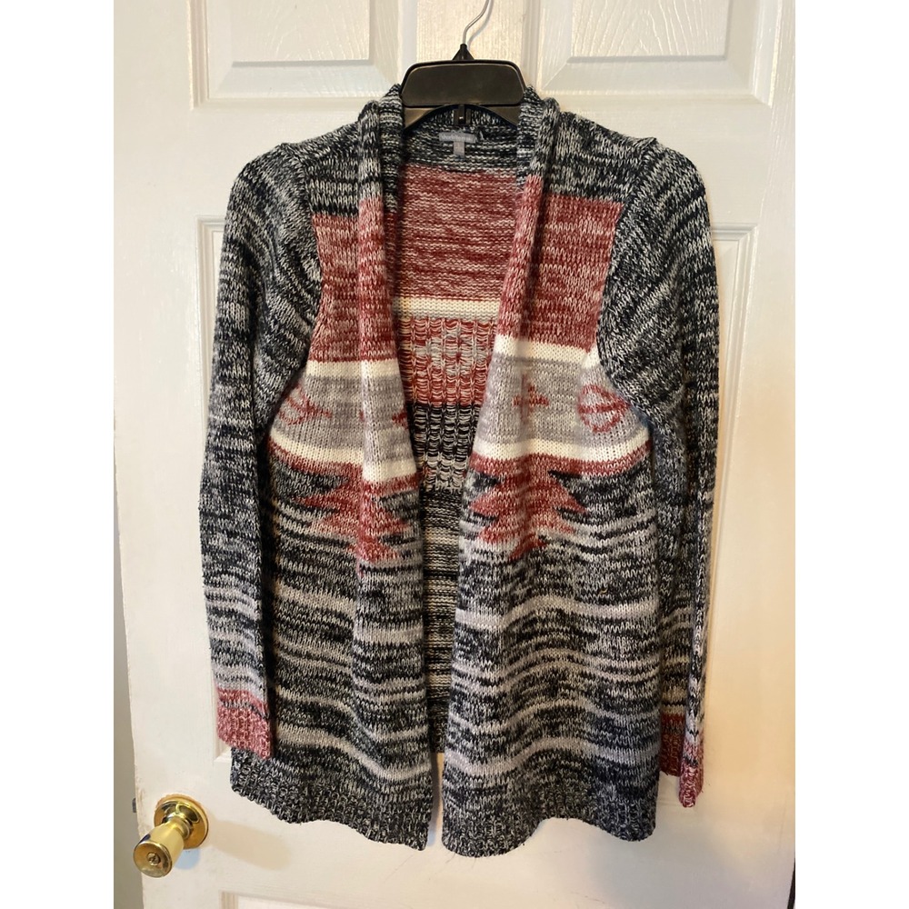 Charlotte Russe Womens Large Southwestern Marled KnitOpenFront Cardigan RedBlack